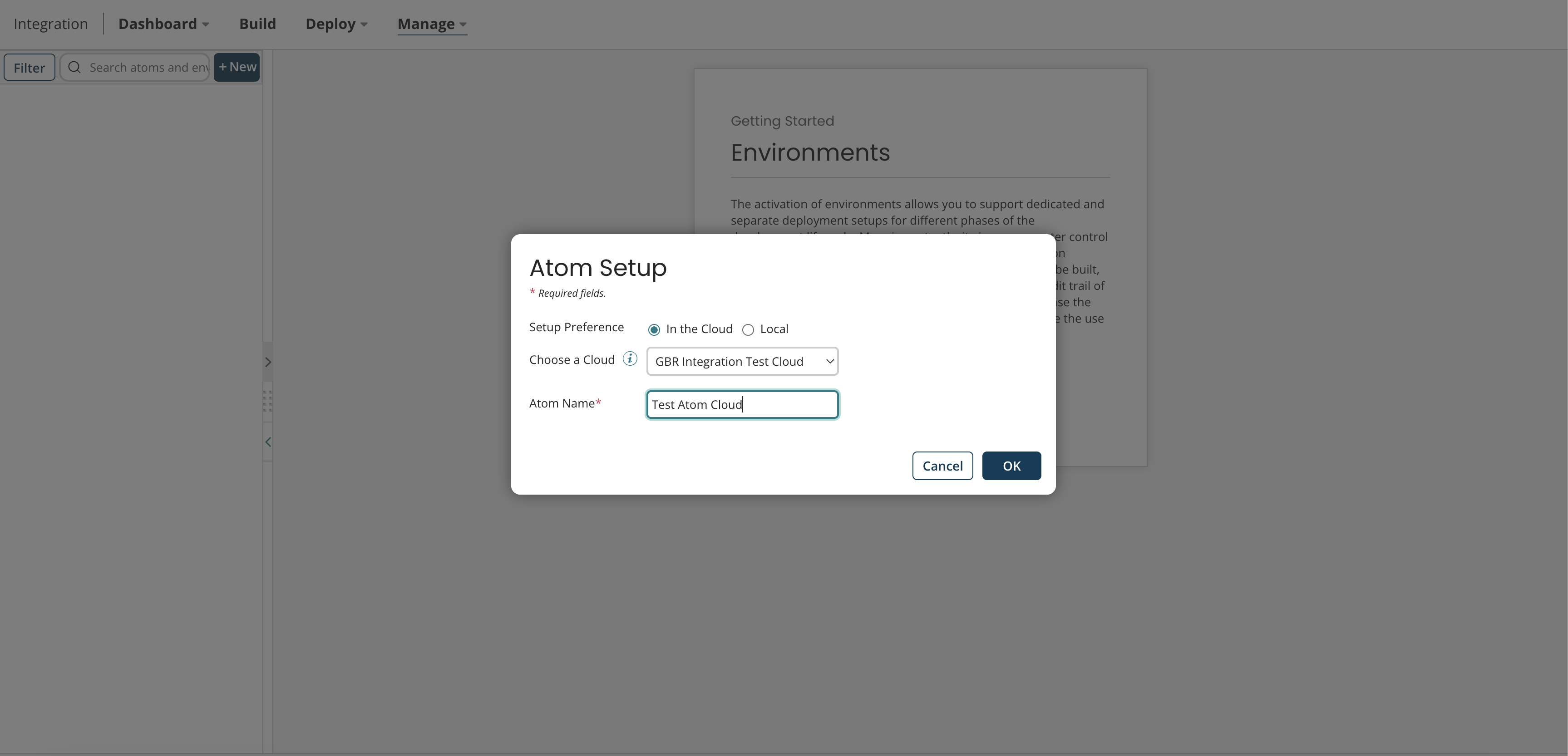 Setting up deployment, choosing Atom type, and naming the Atom
